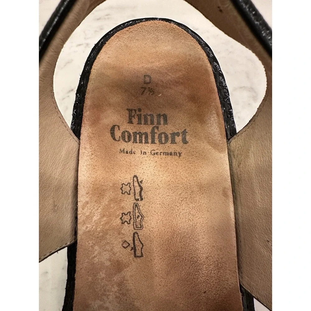 Finn Comfort Adana Dress Sandal Womens 9.5 US/7.5 UK Black‎ Patent Leather Wedge